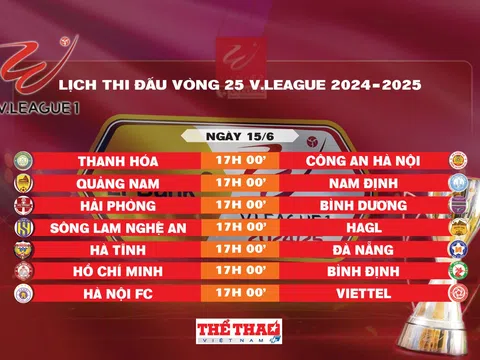 Lịch thi đấu vòng 25 V.League 2024-2025