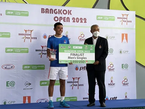 Giải Quần vợt nhà nghề ATP Challenger Bangkok Open: Lý Hoàng Nam đoạt á quân đơn nam