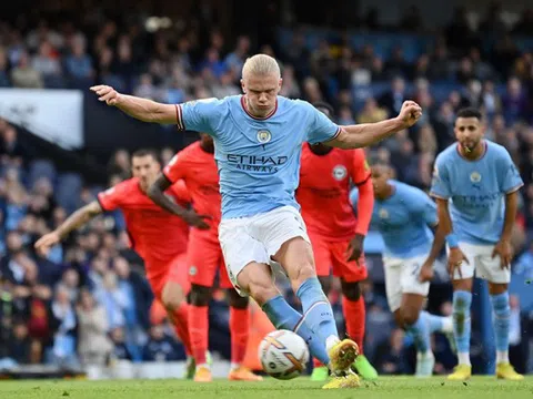 Man City - Brighton > 3-1: Haaland lập cú đúp giúp Man City bám sát Arsenal