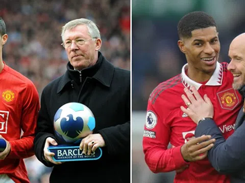 Huấn luyện viên Ten Hag và Rashford tái lập kỉ lục của Sir Alex cùng Ronaldo