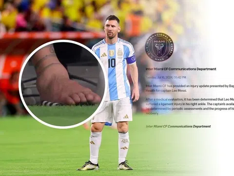 Lionel Messi nghỉ 6 tuần vì chấn thương dây chằng mắt cá