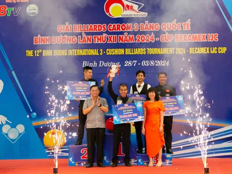 Trần Quyết Chiến đăng quang giải Billiards Carom 3 băng Quốc tế Bình Dương 2024