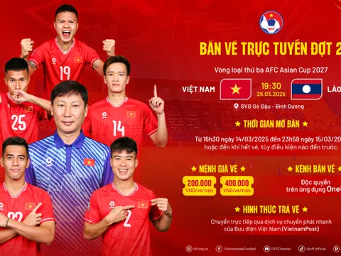 VFF thông báo mở bán vé trực tuyến đợt 2 cho trận Việt Nam gặp đội tuyển Lào