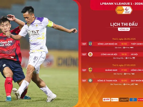 Vòng 24 V.League 2024-2025: Nam Định tiến sát chức vô địch, Sông Lam Nghệ An, Quảng Nam và Bình Định chạy đua trụ hạng