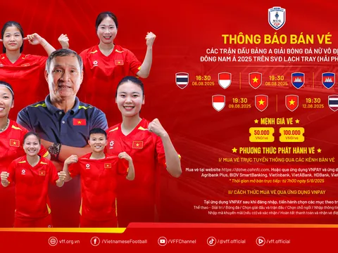 Mở bán vé các trận đấu bảng A Giải Bóng đá nữ vô địch Đông Nam Á 2025 tại Lạch Tray