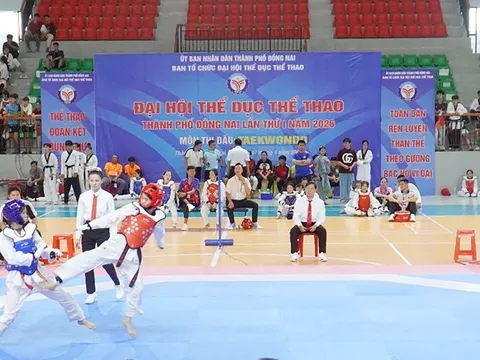 33 đoàn tranh tài tại Giải Taekwondo Đại hội Thể dục thể thao thành phố Đồng Nai 2026