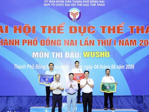 Bế mạc Giải Wushu Đại hội Thể dục thể thao thành phố Đồng Nai 2026: Xã Gia Kiệm xuất sắc chiếm đỉnh bảng huy chương
