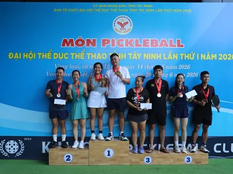 Lịch sử gọi tên các nhà vô địch Pickleball đầu tiên tại Đại hội Thể dục thể thao tỉnh Tây Ninh 2026