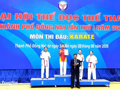 "Mưa vàng" từ các nữ võ sĩ, phường Tam Hiệp chiếm ngôi vương Giải Karate thành phố Đồng Nai 2026