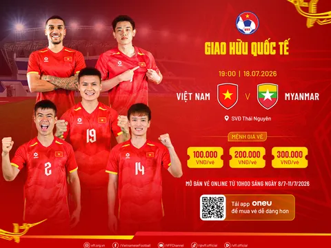 Lịch bán vé trận giao hữu quốc tế giữa đội tuyển Việt Nam và Myanmar