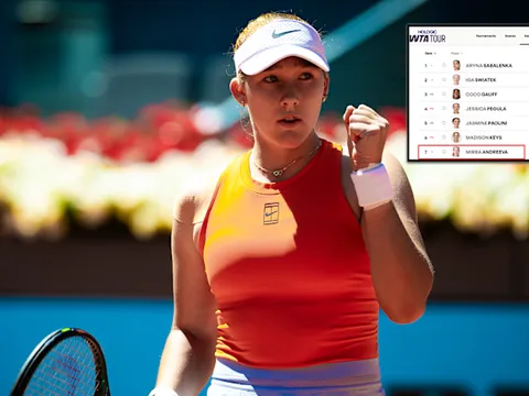 Andreeva vươn lên dẫn đầu danh sách các tay vợt có nhiều chiến thắng nhất mùa giải 2026