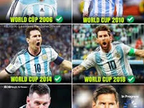 Messi - cầu thủ đầu tiên chạm cột mốc 6 kỳ World Cup trong trận đấu thứ 200 với đội tuyển Argentina