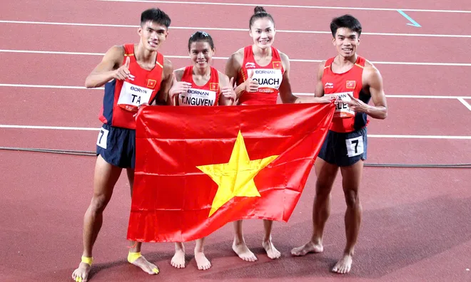 Nước cờ chiến thuật bùng nổ, tổ tiếp sức 4x400m hỗn hợp giải "cơn khát" huy chương cho Điền kinh Việt Nam tại ASIAD 20
